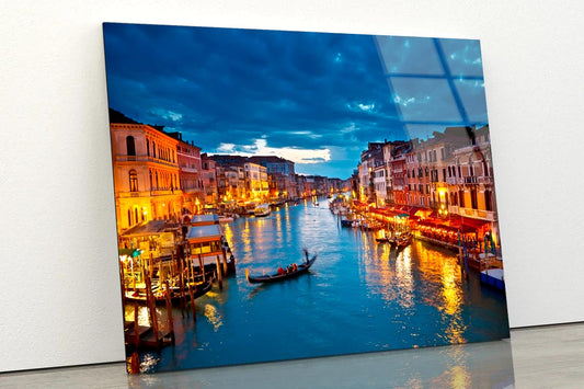 Grand Canal at Night, Venice Acrylic Glass Print Tempered Glass Wall Art 100% Made in Australia Ready to Hang