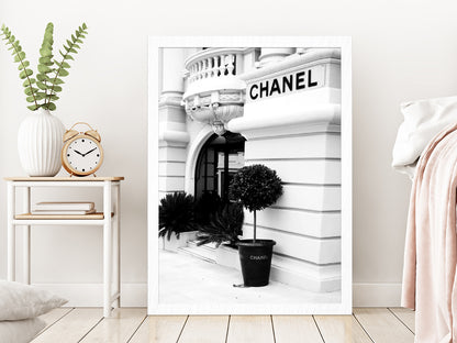 Fashion Building B&W Photograph Glass Framed Wall Art, Ready to Hang Quality Print Without White Border White