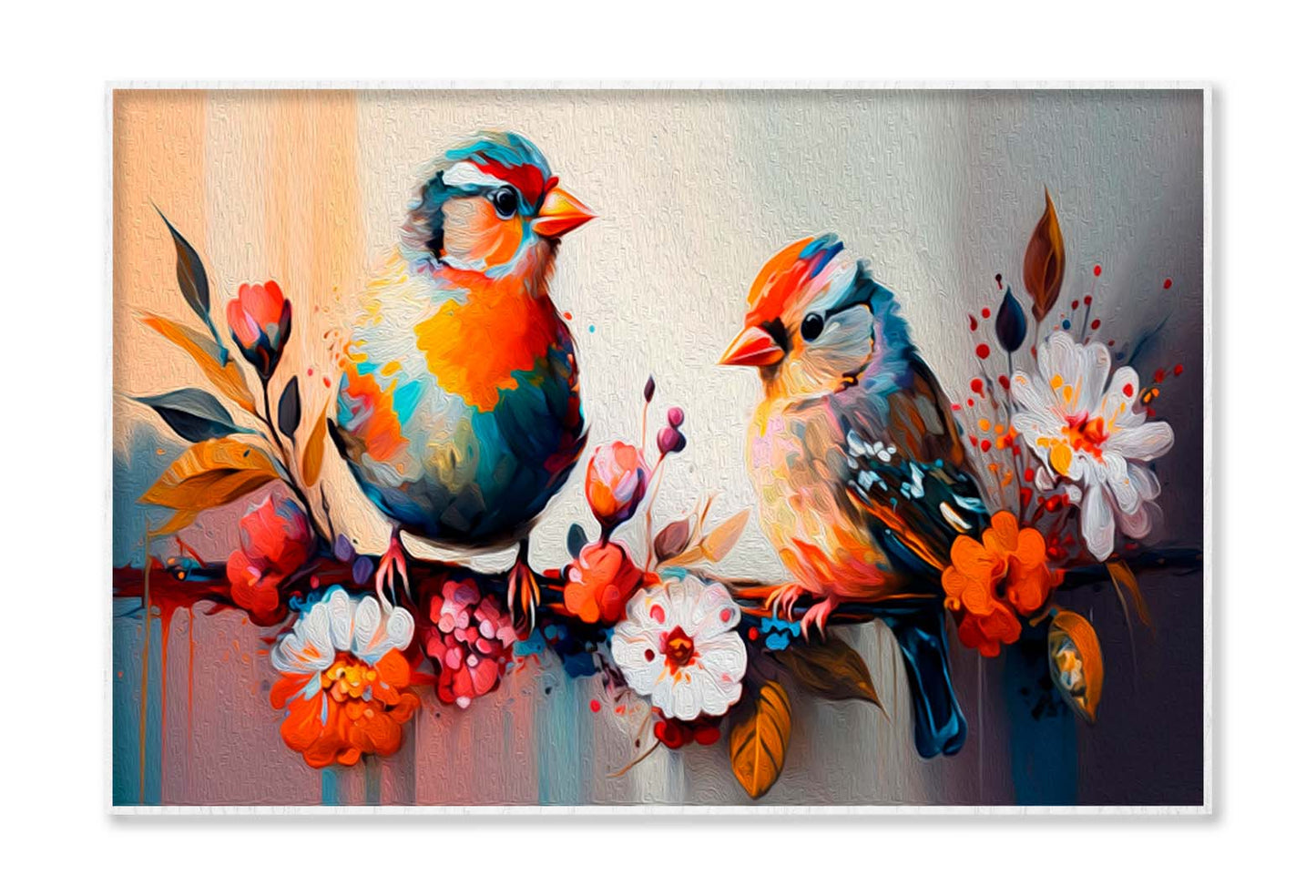 Birds & Flowers Oil Painting Wall Art Limited Edition High Quality Print