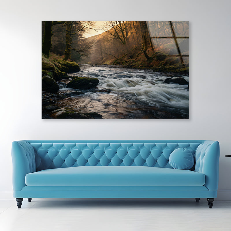 The River Flows through the Mountains of Wales Acrylic Glass Print Tempered Glass Wall Art 100% Made in Australia Ready to Hang