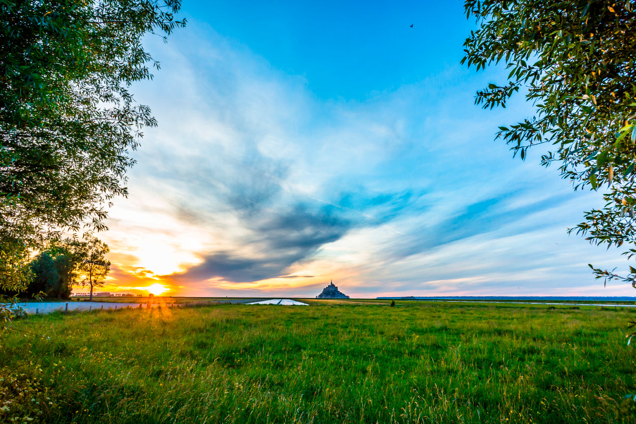 A Grassy Field under a Cloudy Sky Home Decor Premium Quality Poster Print Choose Your Sizes