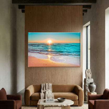 Golden Ocean Beach Sunset Wall Art Decor 100% Australian Made - Bella Home Decor