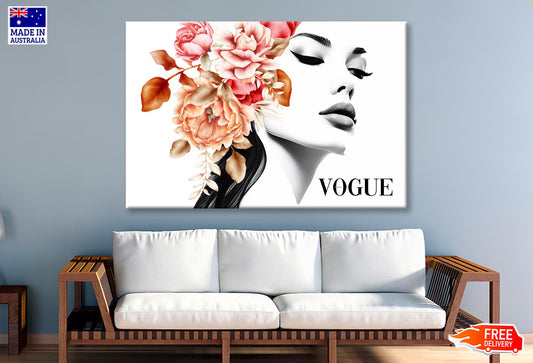 Girl With Flowers Head Wall Art Limited Edition High Quality Print
