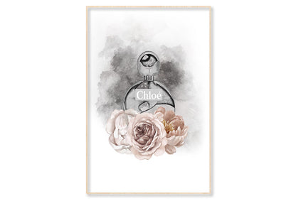Round Perfume Bottle with Flowers Wall Art Limited Edition High Quality Print Canvas Box Framed Natural