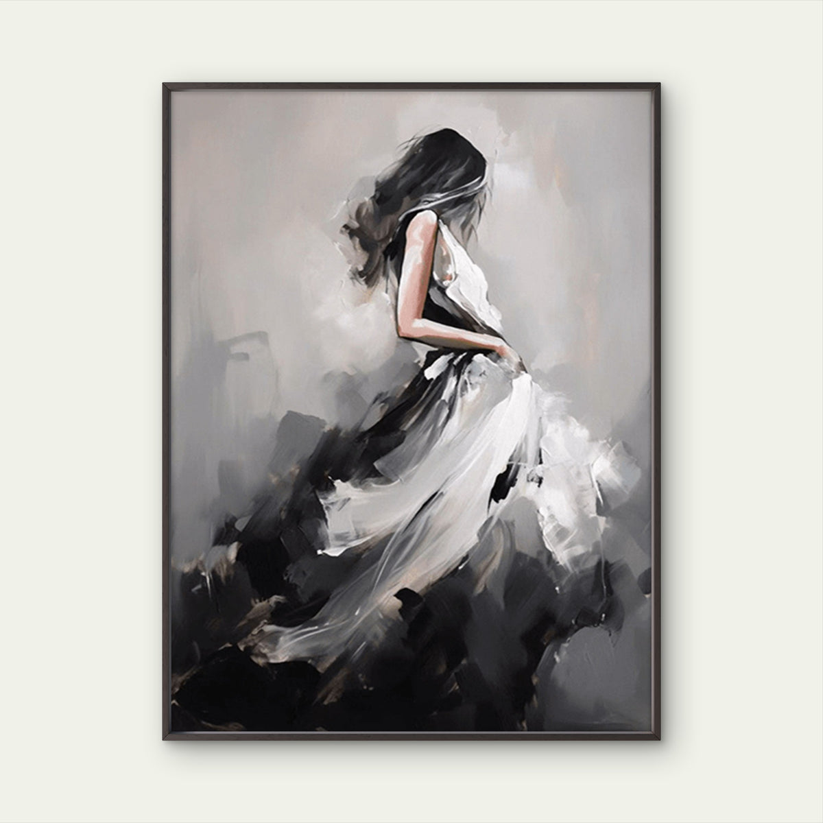 Woman in Black and White Dress Art Fashion Home Decor Premium Quality Poster Print Choose Your Sizes