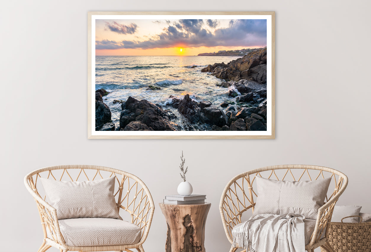 View of Coast of the Ocean at Sunset Home Decor Premium Quality Poster Print Choose Your Sizes