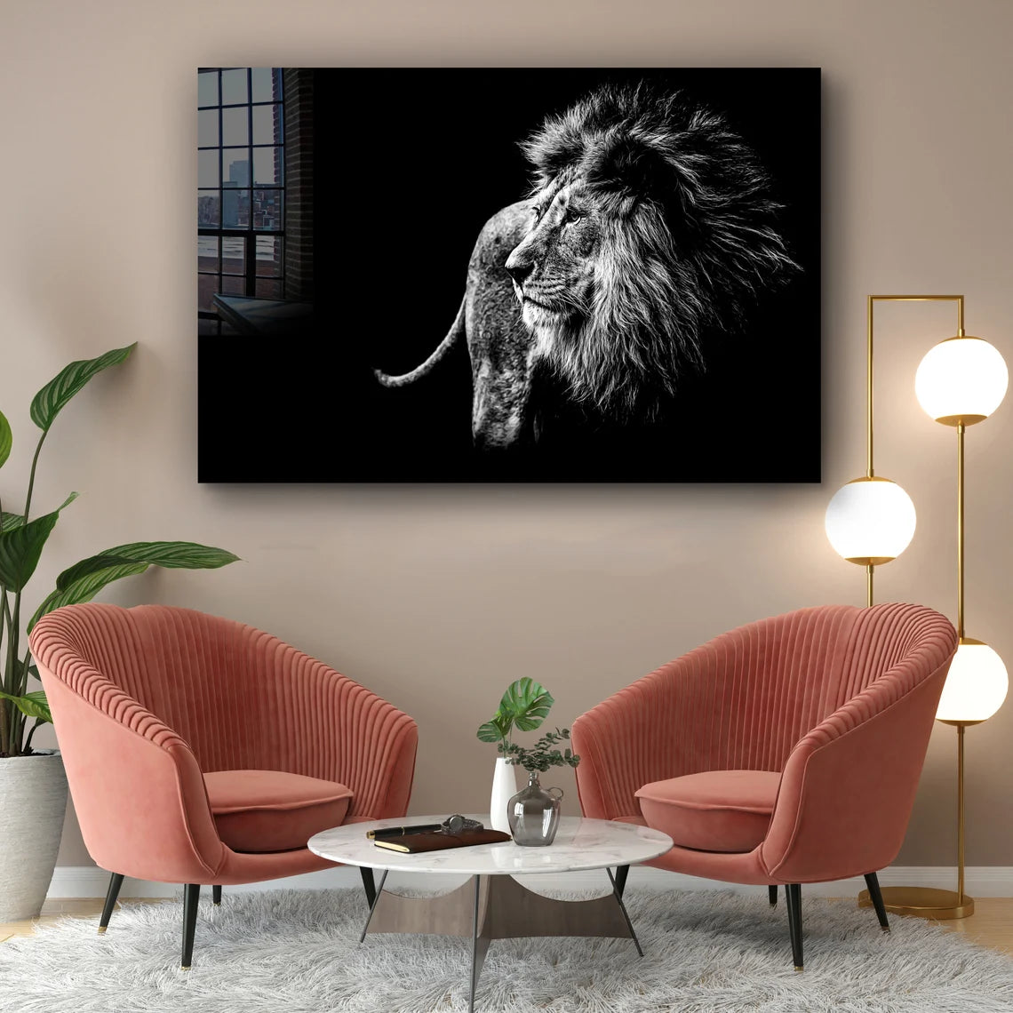 Lion B&W Side View UV Direct Aluminum Print Australian Made Quality