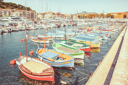 French Riviera Port Rustic Fishing Boats Mediterranean Harbour Wall Art Decor 100% Australian Made