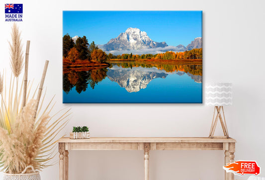 Mountain Is Reflected in A Lake  Wall Art Decor 100% Australian Made