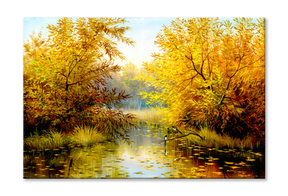 Wood Lake Oil Painting Wall Art Limited Edition High Quality Print Stretched Canvas None