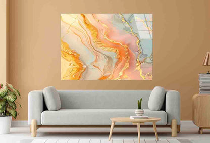Peach Sage Marbled Tempered Glass Printing Wall Art Australian Made Quality