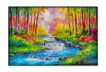 Painting Of a Colorful Waterfall Wall Art Limited Edition High Quality Print