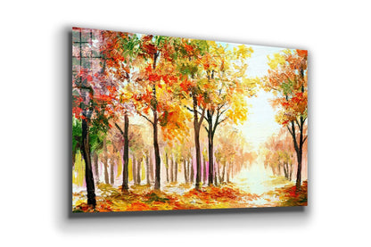 Autumn Trees Painting UV Direct Aluminum Print Australian Made Quality