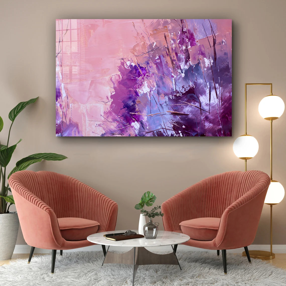 Pink Purple Abstract UV Direct Aluminum Print Australian Made Quality