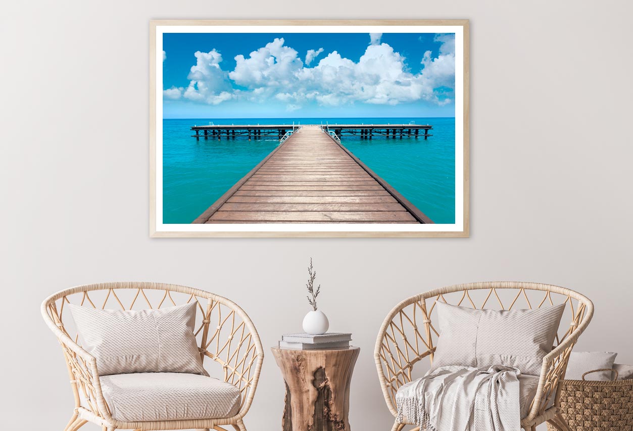 Wooden-Pier-In-Bacalar-Lagoon-With-Beautiful-LandscapeHome Decor Premium Quality Poster Print Choose Your Sizes