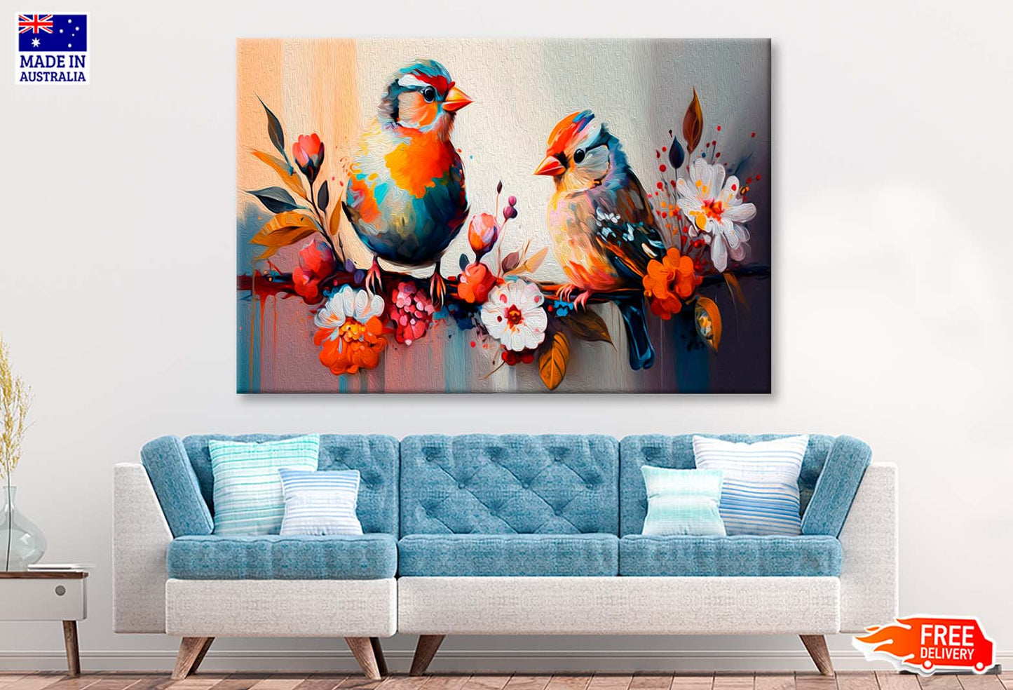 Birds & Flowers Oil Painting Wall Art Limited Edition High Quality Print