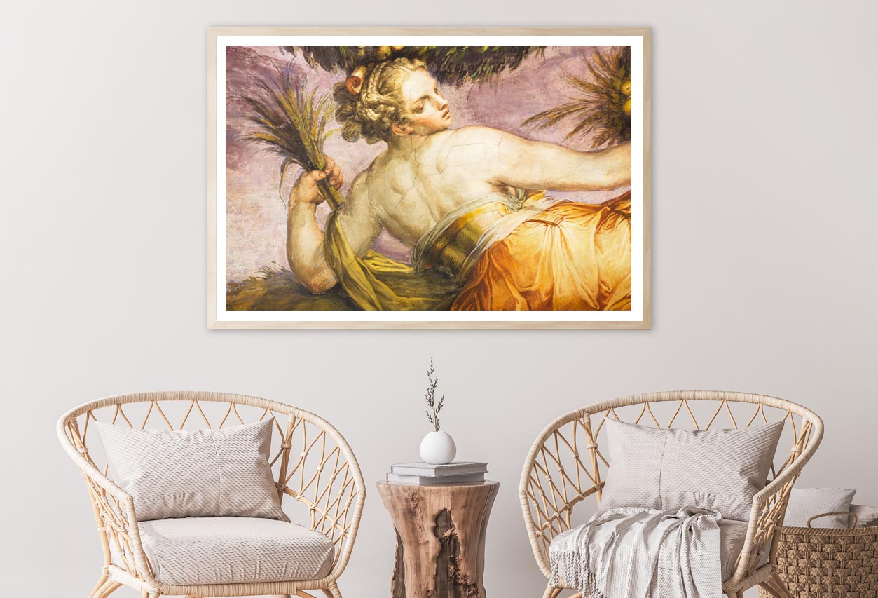 Old Fresco with Beautiful Woman from Palazzo Vecchio in Florence Home Decor Premium Quality Poster Print Choose Your Sizes