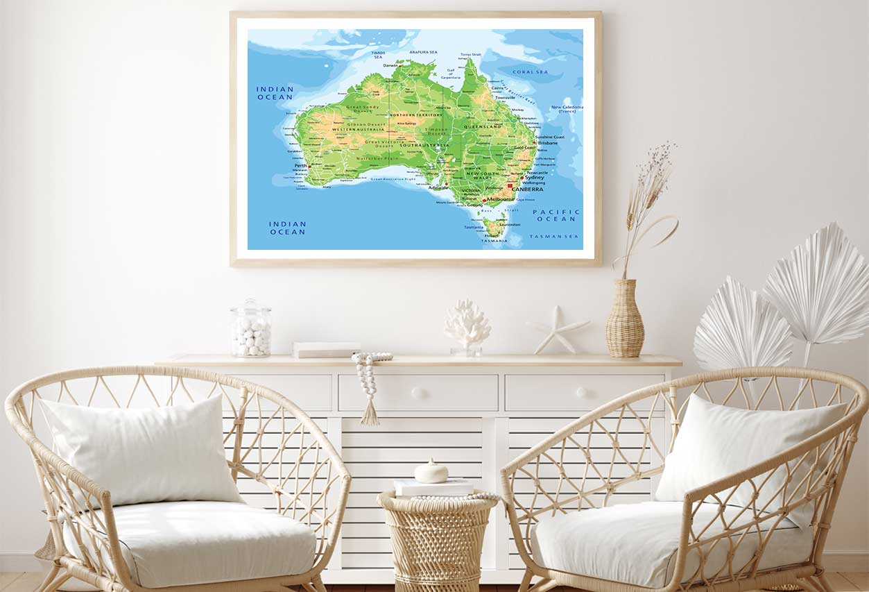 Australian Map Vector Home Decor Premium Quality Poster Print Choose Your Sizes