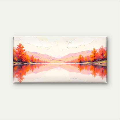 Fall Lake Reflection Mountain Wall Art Canvas Office Home Room Framed 120x60 cm