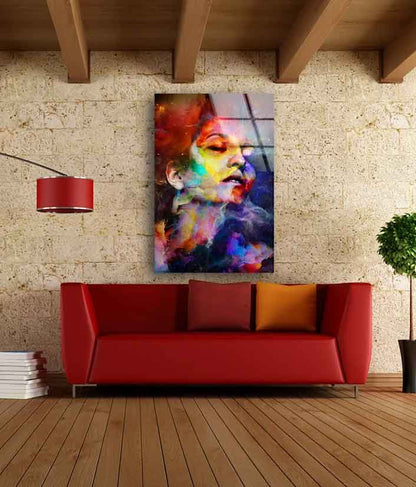 Girl Face Colorful Art UV Direct Aluminum Print Australian Made Quality