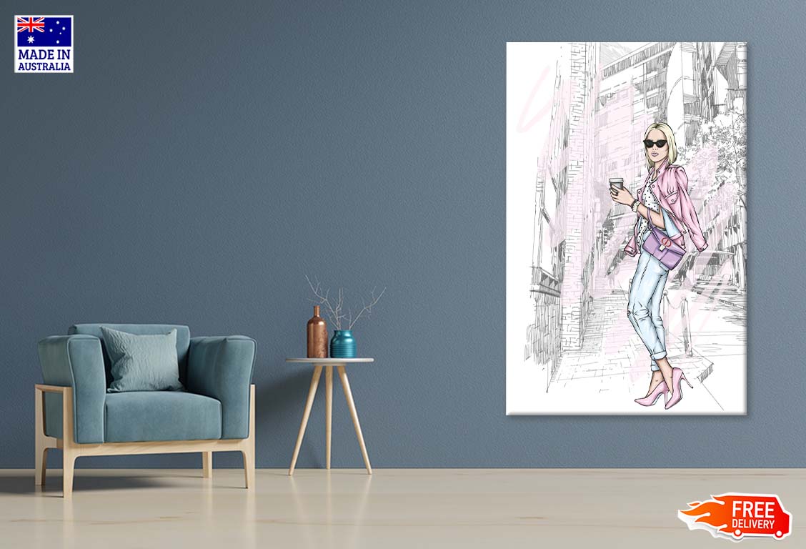 Pink Girl With Fashion Store Print 100% Australian Made