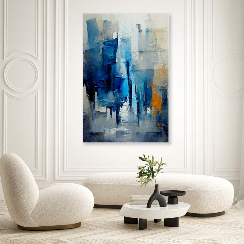 Blue & Grey Abstract Acrylic Glass Print Tempered Glass Wall Art 100% Made in Australia Ready to Hang