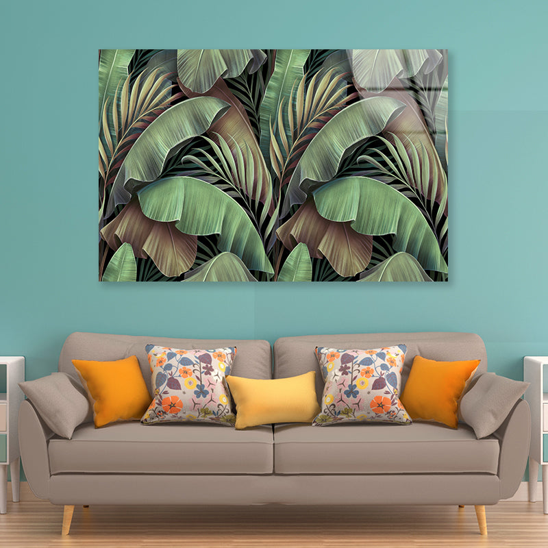 Banana Leaves Abstract Design Acrylic Glass Print Tempered Glass Wall Art 100% Made in Australia Ready to Hang