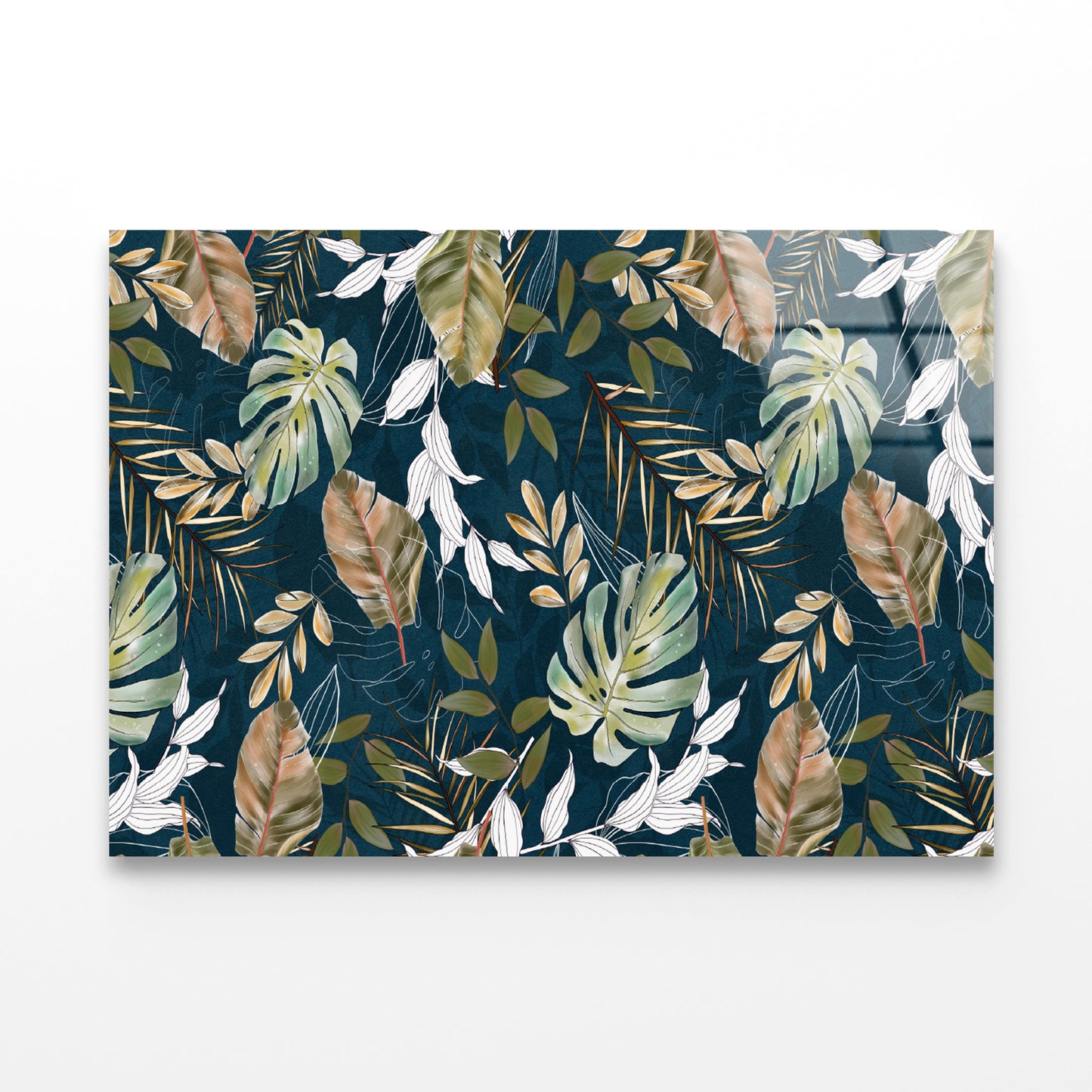 Beautiful Pattern of Tropical Leaves Acrylic Glass Print Tempered Glass Wall Art 100% Made in Australia Ready to Hang