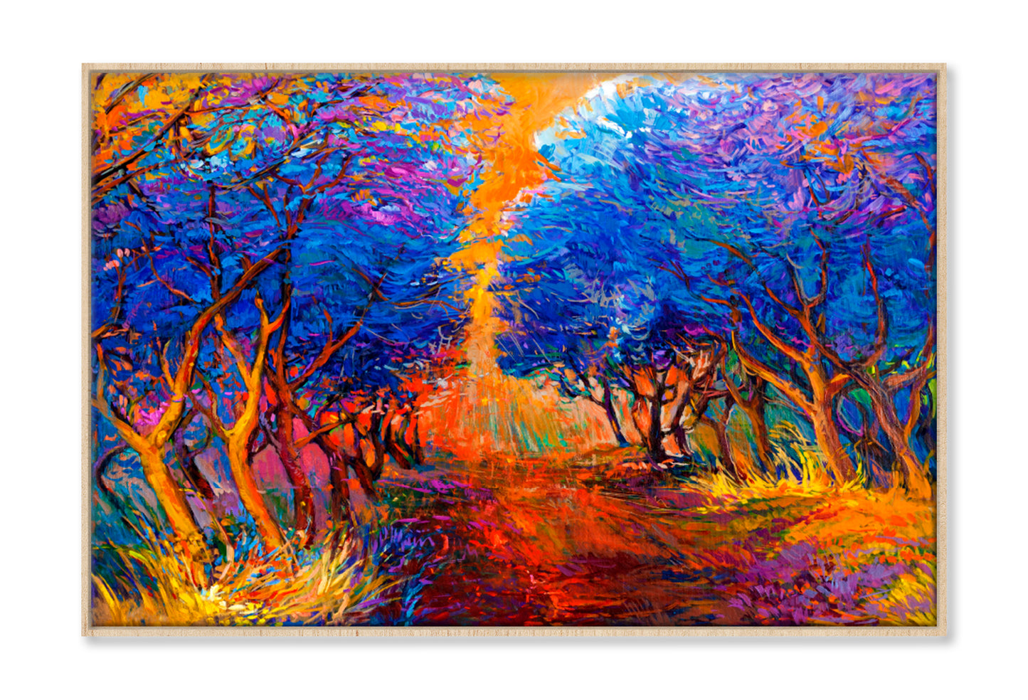 Autumn Forest Oil Painting Wall Art Limited Edition High Quality Print Canvas Box Framed Natural
