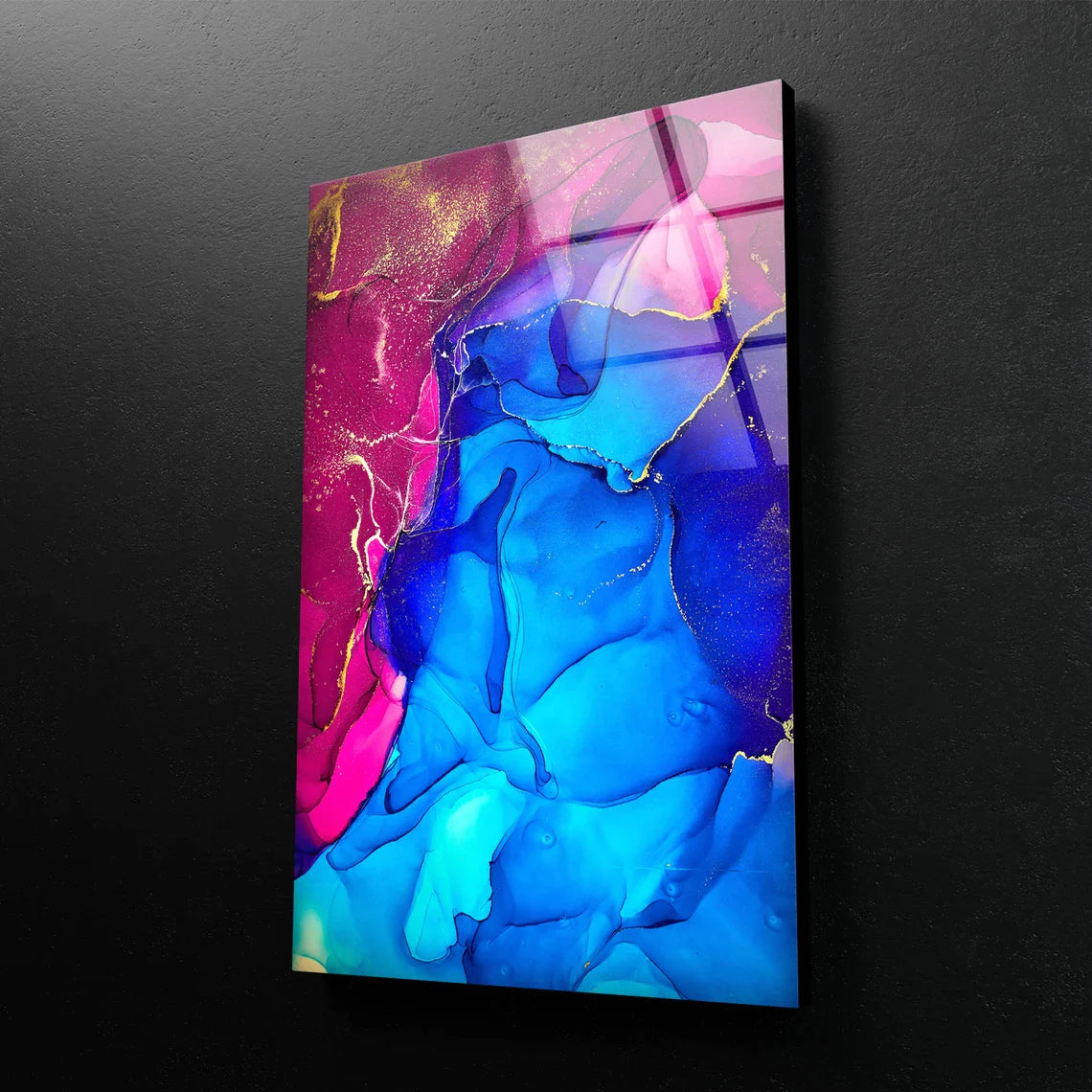 Pink Blue Gold Abstract UV Direct Aluminum Print Australian Made Quality