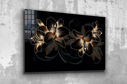 Golden Flower Abstract UV Direct Aluminum Print Australian Made Quality