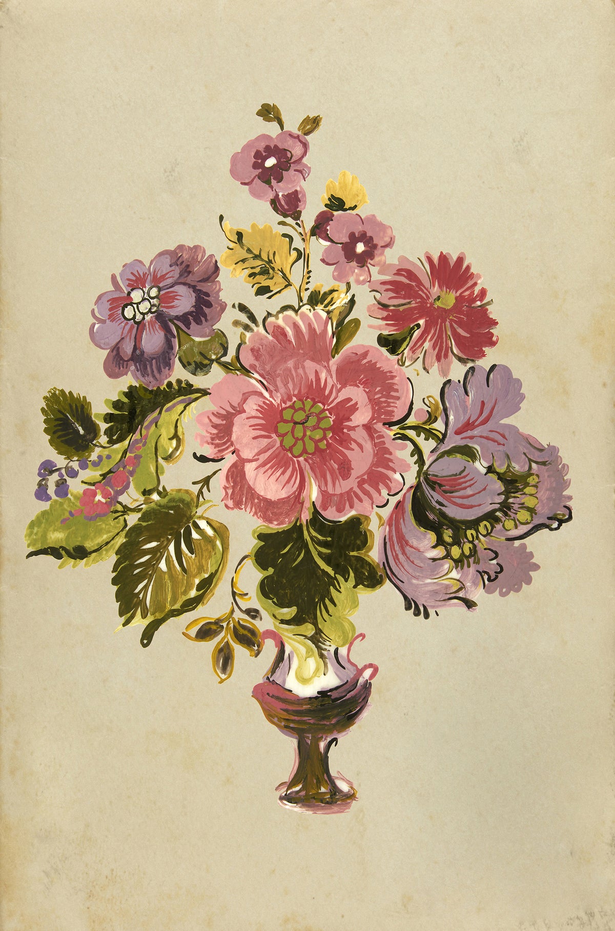 Colorful Bouquet Floral Vase 60x90cm Metal Print Ready to Hang