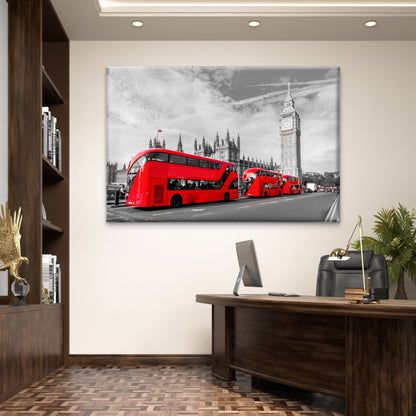Houses of Parliament Red Double Decker Bus Big Ben London Wall Art Decor 100% Australian Made