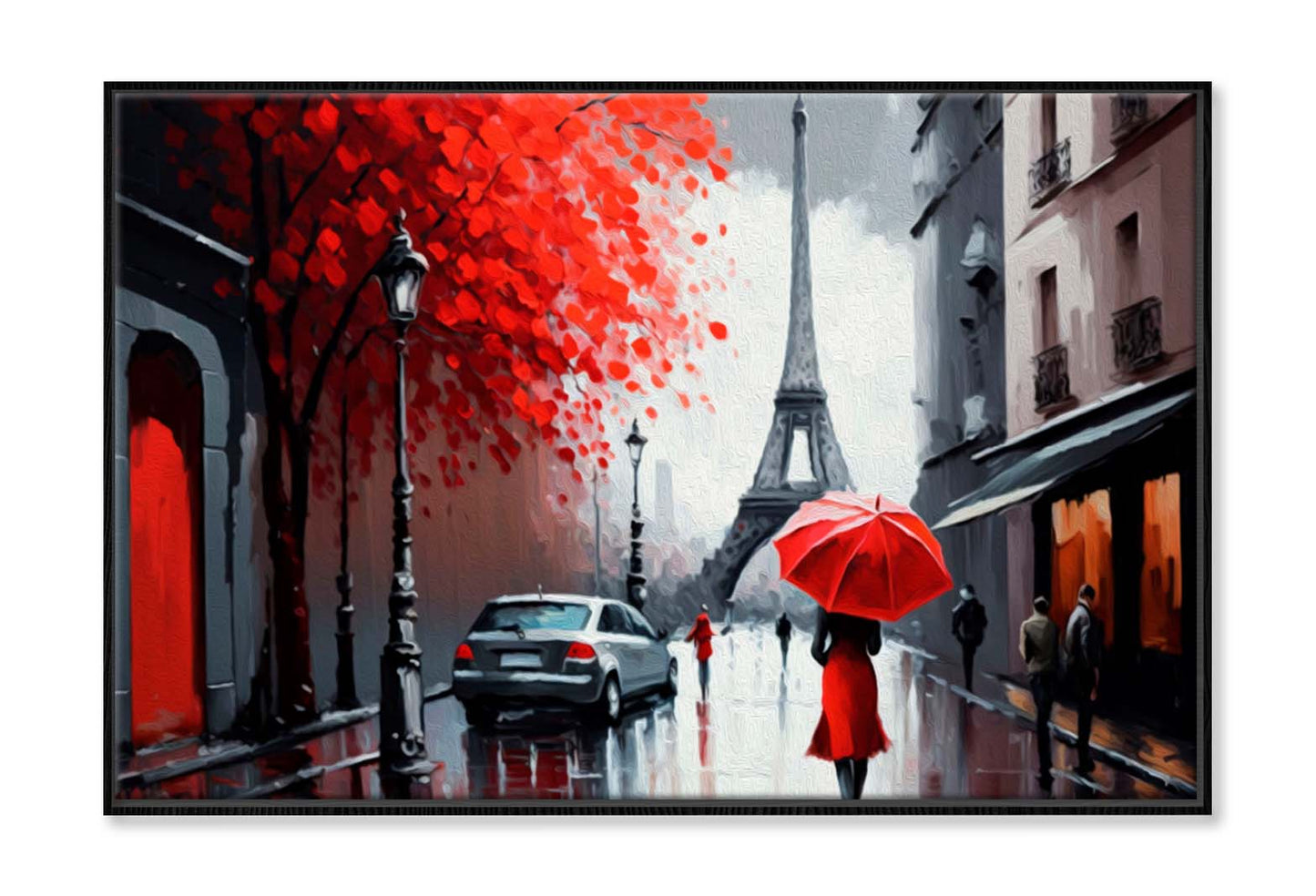 People Under Umbrella, Eiffel Tower Wall Art Limited Edition High Quality Print