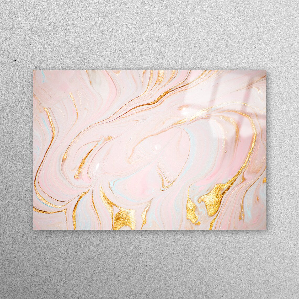 Pink & Gold Marble Acrylic Glass Print Tempered Glass Wall Art 100% Made in Australia Ready to Hang