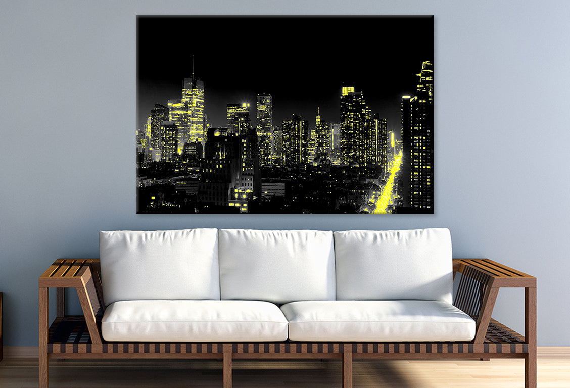 City Yellow Lights Print 100% Australian Made