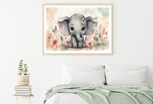 Baby Elephant Watercolor Style Home Decor Premium Quality Poster Print Choose Your Sizes