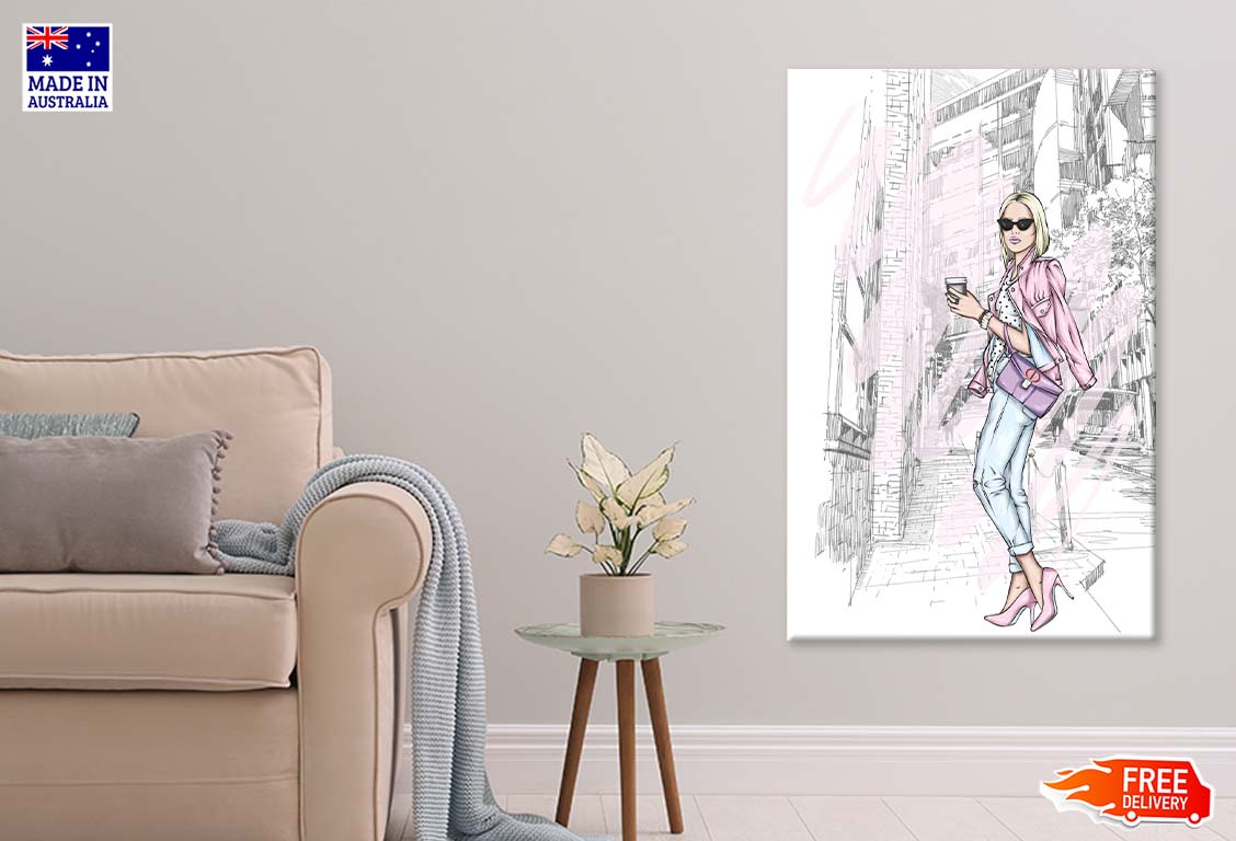 Pink Girl With Fashion Store Print 100% Australian Made