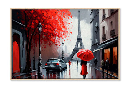 People Under Umbrella, Eiffel Tower Wall Art Limited Edition High Quality Print