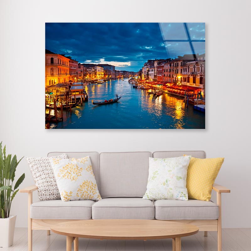 Grand Canal at Night, Venice Acrylic Glass Print Tempered Glass Wall Art 100% Made in Australia Ready to Hang