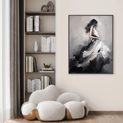 Woman in Black and White Dress Art Fashion Home Decor Premium Quality Poster Print Choose Your Sizes