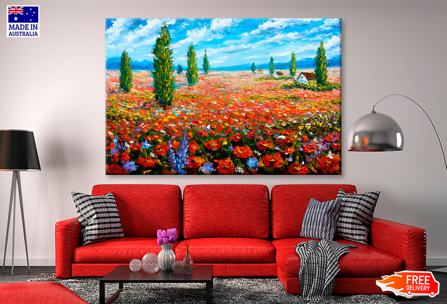 Flower Painting Field of Red Poppies Wall Art Limited Edition High Quality Print