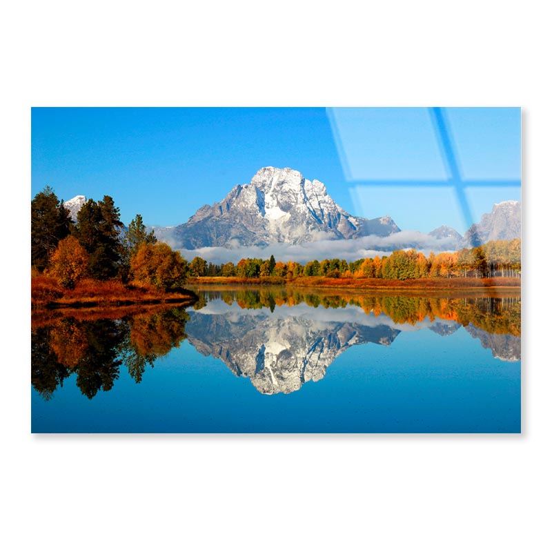 Mountain Is Reflected in A Lake Acrylic Glass Print Tempered Glass Wall Art 100% Made in Australia Ready to Hang