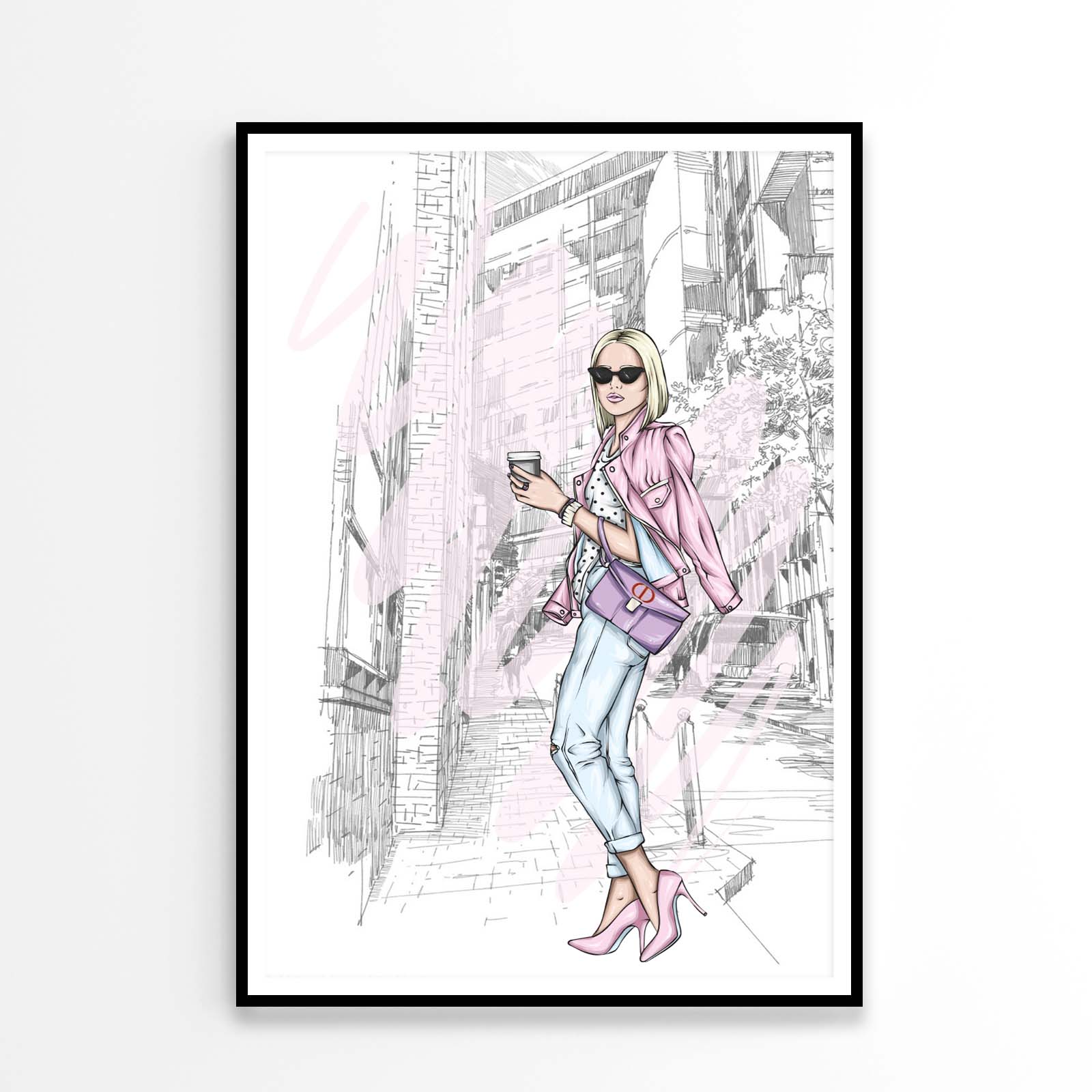 Pink Girl With Fashion Store Design Home Decor Premium Quality Poster Print Choose Your Sizes