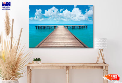 Wooden-Pier-In-Bacalar-Lagoon-With-Beautiful-Landscape Wall Art Decor 100% Australian Made