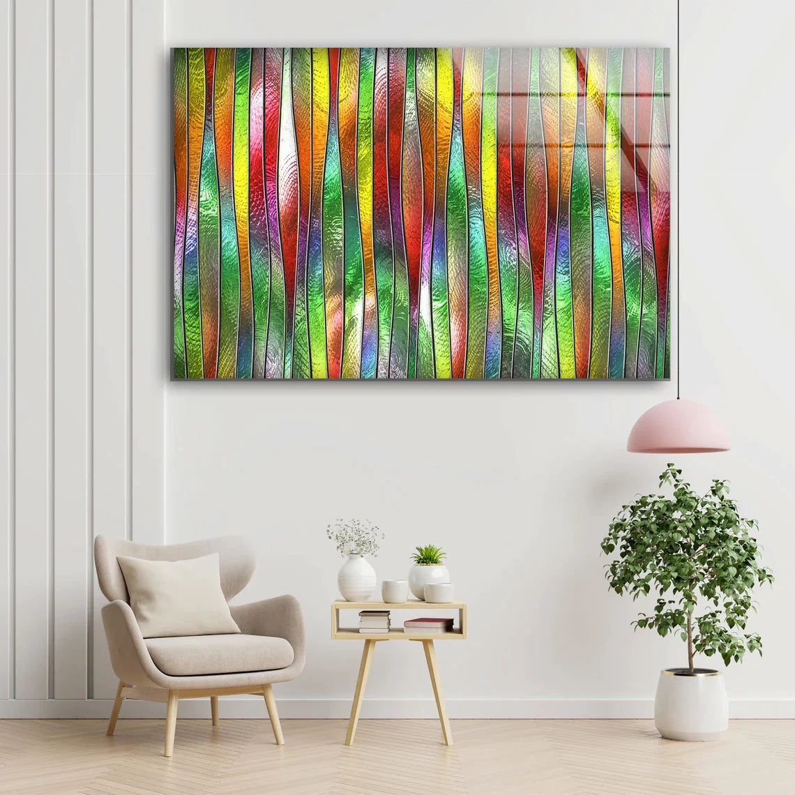 Colorful Lines Abstract UV Direct Aluminum Print Australian Made Quality