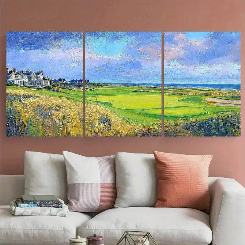 3pcs Royal St George's Golf Course  Metal Print Ready to Hang Art
