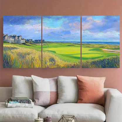 3pcs Royal St George's Golf Course  Metal Print Ready to Hang Art