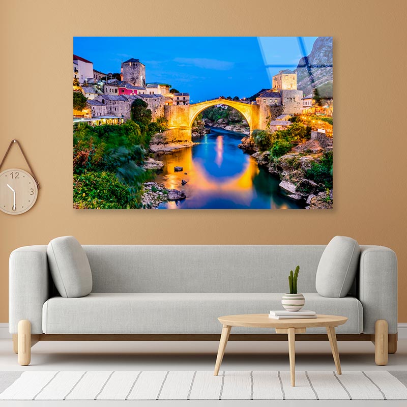 Mostar Bosnia Bridge Acrylic Glass Print Tempered Glass Wall Art 100% Made in Australia Ready to Hang