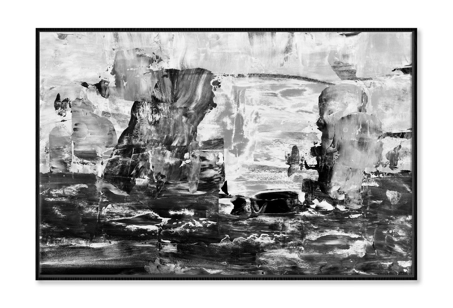 B&W Abstract Modern Acrylic Oil Painting Limited Edition High Quality Print Canvas Box Framed Black